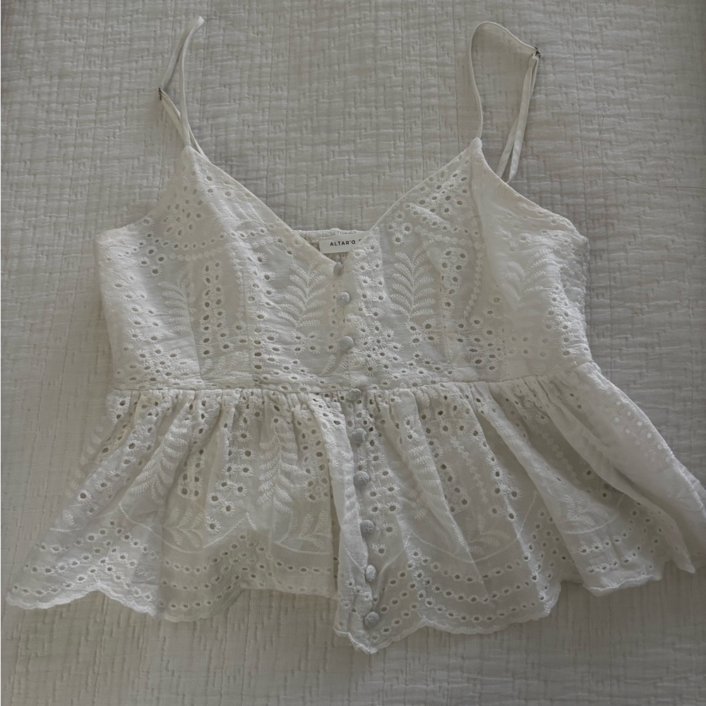 Altar'd State Cream Eyelet Lace Blouse